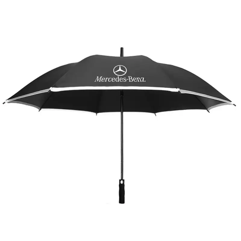 LS Large Capacity Aluminum Shaft Fiberglass Frame Black Golf Umbrella With Reflective Border