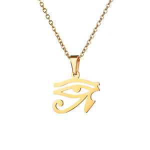 Collana con Ciondolo Occhio di Horus Egiziano Antico in Acciaio Inossidabile Placcato Oro, Nuovo Modello all'Ingrosso - Product Image 5