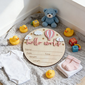 Ornamento in Legno Milestone Baby Birth Stats, Decorazione Fai-da-te per Cameretta con Nome, Data, Peso e Altezza, Artigianato in Legno, Insegne da Parete - Product Image 2