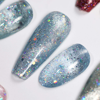 WEKIKOU Vernis à ongles gel UV liquide magnétique, lot de 4 pièces, effet œil de chat, paillettes holographiques, 8 ml