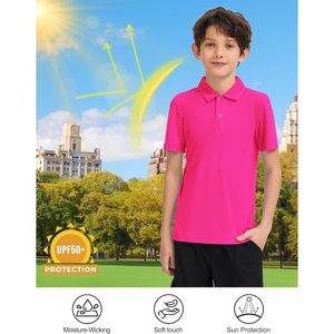 Polo de performance pour garçons 100% polyester, séchage rapide, vêtements de golf, uniforme scolaire, UPF 50+, col chemise, manches courtes - Product Image 4