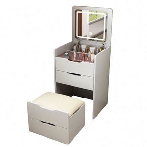 Table de maquillage minimaliste moderne pour petite chambre avec <span class=keywords><strong>armoire</strong></span> de rangement et éclairage intégré - Product Image 2