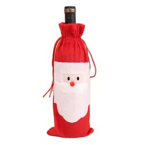 HB-2752 크리스마스 와인 병 커버 파티 장식 레드 수제 와인 병 세트