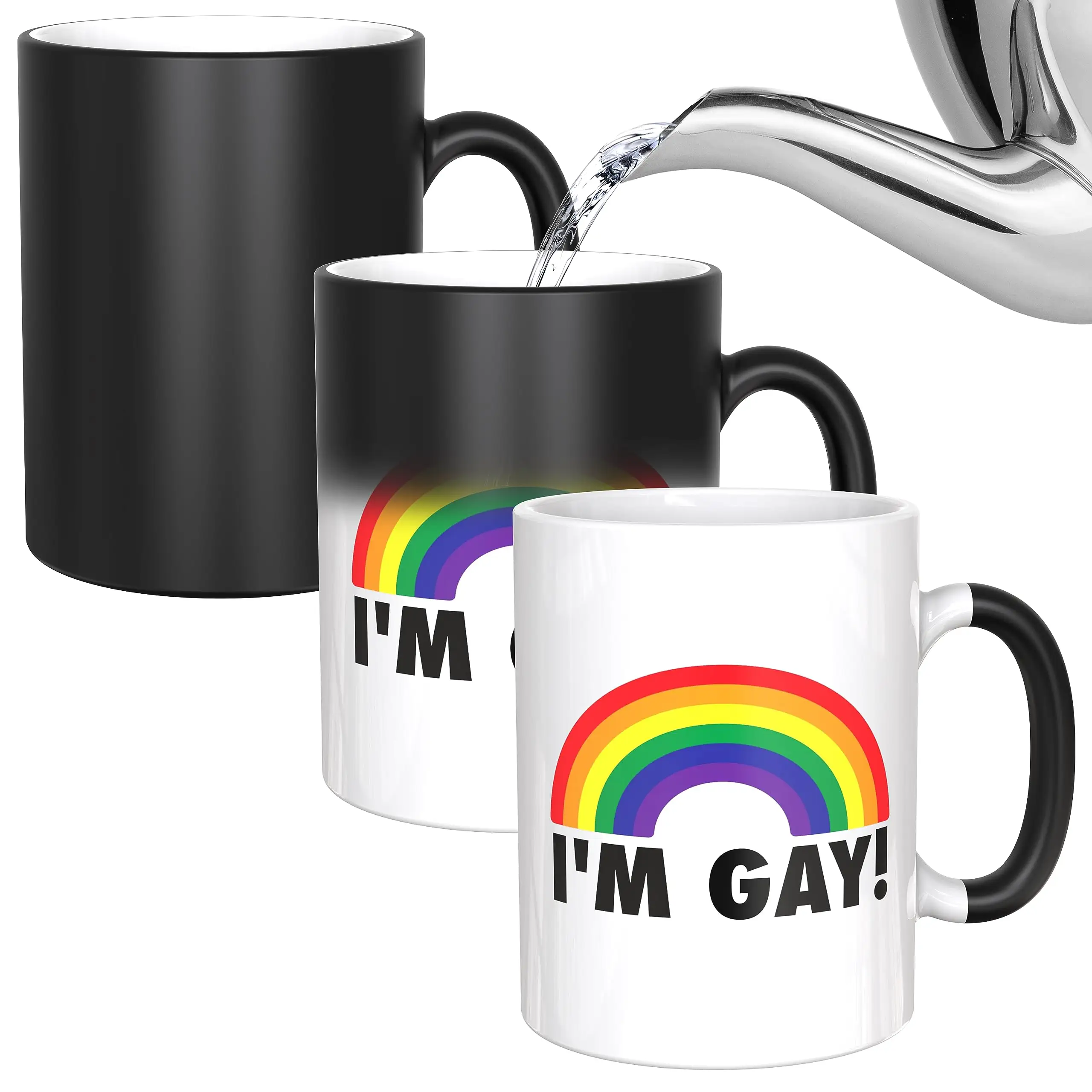New Design aesthetic white heat change unique sublimation women coffee rainbow mug to paint With Quality Assurance