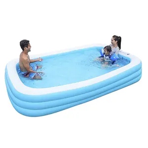 B02 Inflatable Two-ring giant Rectangular Swimming Pool with Rising Pillow for family use 4 people 4.2M long