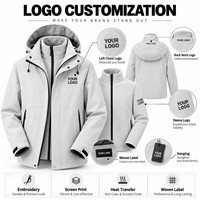 Veste technique 3-en-1 à étiquette privée, 75D T800, imperméable, avec doublure polaire, logo personnalisé, OEM, tailles S-5XL, vente en gros