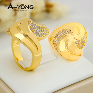 Luxury Dubai <b>Cocktail</b> <b>Rings</b> 21k <b>Gold</b> Plated Fashion Punk Cubic Zirconia Women Vintage <b>Ring</b> Jewelry for Party Daily Wear - Product Image 2