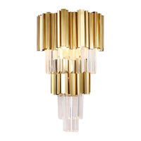 Applique murale en cristal K9 en acier inoxydable de luxe avec lumière LED atmosphère de luxe pour salon chambre hôtel allée chambre chevet