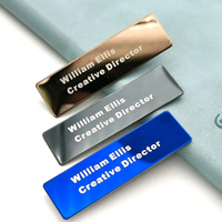 Plaque Nominative en Aluminium Gravée au Laser Personnalisée - Badge Magnétique à Logo Doré pour Personnel d'Hôtel et Serveur, Plaque Métallique Vierge Réutilisable