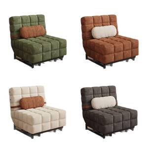 法式奶油现代模块化多功能折叠床两用单座组合沙发不锈钢小公寓生活 - Product Image 5