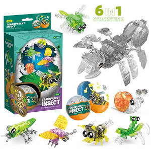 6in1plastic Mini Crystal Insect World Blocks Toy Set in 65mm Capsule Pack - Product Image 1
