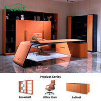 Meubles de bureau commerciaux minimalistes haut de gamme, bureau de PDG moderne inspiré de l'automobile, ensemble bureau et chaise de direction orange