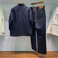 Veste ample pour homme en denim délavé, style chinois 'Old Money' et nouvelle traditionnelle, imprimée par décharge, pour printemps automne