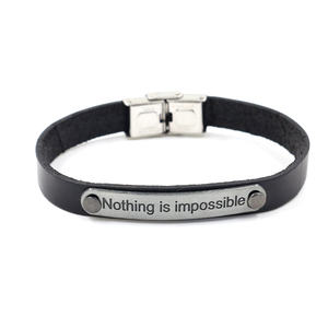 LOGO incisione Laser <span class=keywords><strong>niente</strong></span> è impossibile bracciale in pelle per gli uomini - Product Image 4