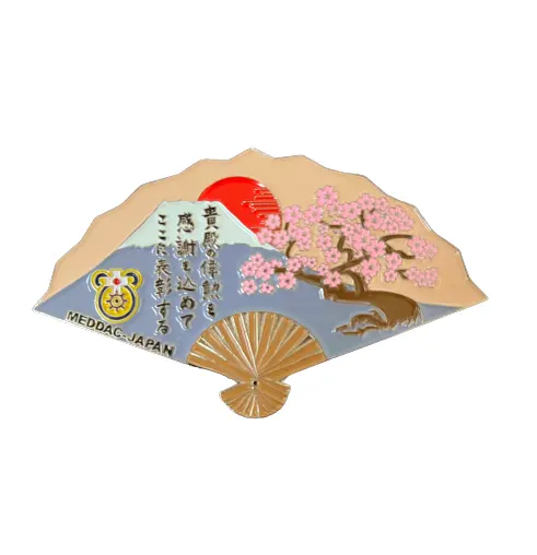 Factory wholesale cheap custom Japanese cherry blossom fan painted double sided coin/Japanese cherry blossom fan