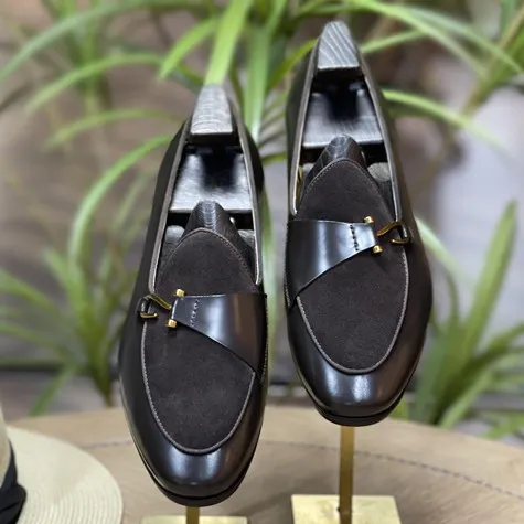 Retro Luxe Handgemaakte Echt Lederen Herenschoenen Zakelijk Kantoorkleding Casual Slip On Loafer Jurk Schoenen Heren