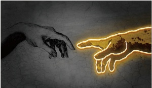 Peintures sur toile néon modernes « La création d'Adam », affiches et impressions, images d'art murales pour décoration <span class=keywords><strong>de</strong></span> salon et <span class=keywords><strong>de</strong></span> maison - Product Image 3