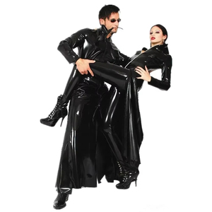 Cappotto Lungo in Finta Pelle PVC Nero Unisex, Matrix <span class=keywords><strong>Neo</strong></span>, Gotico, per Uomo e Donna, Cosplay, Cantante Notturno - Product Image 2