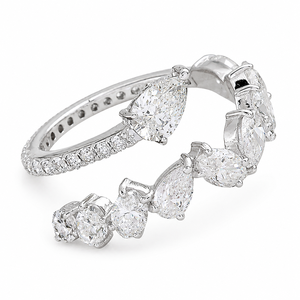 Anello a tre punte a forma di goccia per donna, gioiello da dito alla moda e scintillante - Product Image 1