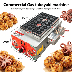 Machine à Takoyaki à gaz double <span class=keywords><strong>plaque</strong></span> TenFun, machine commerciale à boulettes de poulpe avec plateau à miettes amovible pour les entreprises de restauration de rue - Product Image 3