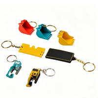 Porte-clés en métal 3D personnalisé en forme d'excavatrice, design vintage de dessin animé, logo personnalisé, cadeau promotionnel, vente en gros sur mesure
