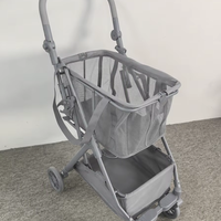 Chariot pliable robuste à 4 roues avec poignée réglable à 8 vitesses pour marché et transport, chariots de courses en aluminium