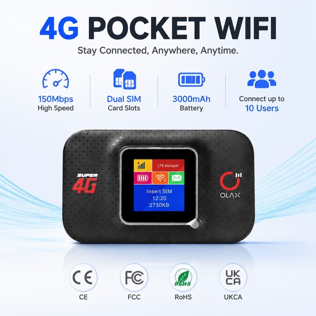 OLAX MF982 Unlock 3G/4G LTE Mi-Fis Portable Mini Hotspot Wireless Pocket WiFi Router With 2*Sim Card Slot Network Router for 4g