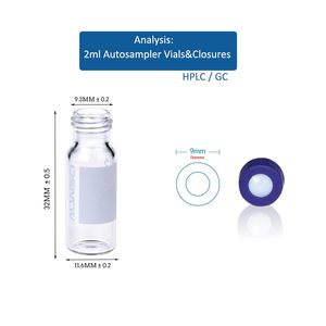 ขวดออโต้แซมเปลอร์ HPLC ขนาด 2 มล. ยี่ห้อ XZ LAB ทำจากแก้วโบโรซิลิเกต ขนาดเกลียว 9-425  พร้อมจุกซิลิโคนสีขาวและ PTFE สีน้ำเงิน บรรจุ 100 ชิ้น - Product Image 2