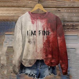 Da <span class=keywords><strong>donna</strong></span> non preoccuparti non è la mia felpa stampata con sangue di Halloween I'M Fine Bloody Shirt felpa Splatter da <span class=keywords><strong>donna</strong></span> - Product Image 3