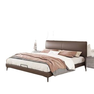 Mantianfei Italian Style Genuine Leather Bed Modern Minimalist Double Bed Upholstered Framework Bedroom Furniture - Product Image 5