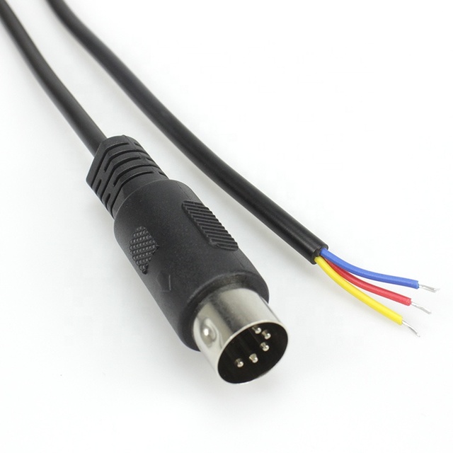 5 Pin DIN Male to Male 3 Open Wires Audio Cable Bare Copper Conductor PVC Jacket Multimedia Wiring for Speakers Amplifiers ODM