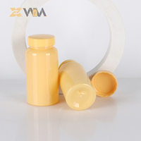 Bouteille en PET jaune 150 ml 200 ml avec bouchon sécurité enfant pour conteneur de pilules, couleur personnalisée