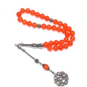 Rosario Islámico con Cuentas de Piedra Naranja, Collar de Oración Musulmán, Tasbih - Product Image 2