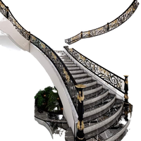 Grille d'escalier en bois d'usine Foshan Escalier d'intérieur de luxe en fer forgé avec design personnalisé