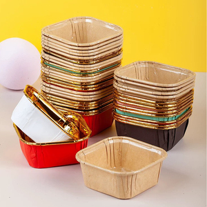 Fourniture de boulangerie Plateaux à dessert jetables antiadhésifs pour four Jetable 65*35mm Carré Cupcake Tasse de cuisson - Product Image 5