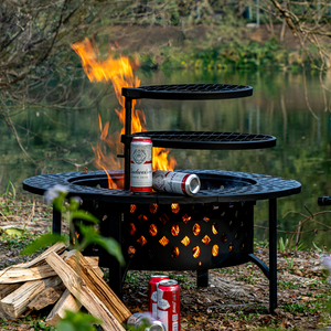 Brûleur à bois extérieur Foyer au charbon de bois Grand patio en acier Feu de joie avec barbecue - Product Image 1