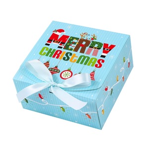 12PCS Kotak Hadiah Kue Natal 4 Desain Natal Berbeda untuk Kotak Permen Liburan dengan Pita untuk Suvenir Pesta Natal - Product Image 3