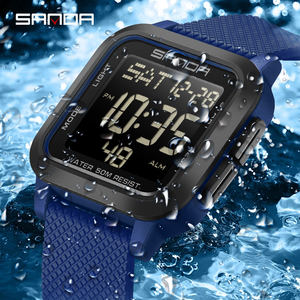 Montre numérique électronique de luxe pour homme SANDA 2194, style sport décontracté, multifonctionnelle, étanche, avec alarme et lumière LED nocturne - Product Image 3