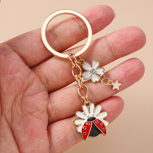 Kim loại bảy sao bọ rùa Keychain dễ thương men Kẽm hợp kim nhỏ Móc Chìa Khóa động vật quyến rũ Côn Trùng hoa Keyring Ba lô phụ kiện - Product Image 6