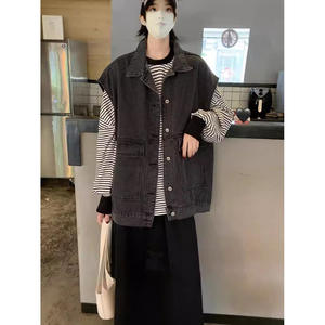 2025 Chaleco de abrigo de longitud media para mujer nuevo estilo coreano chaqueta de mezclilla suelta que combina con todo para primavera otoño Chaleco de moda - Product Image 4