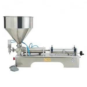 Pneumatic Stainless Steel Water Paste Body Butter Olive Oil Filling Machine With Mixing hopper