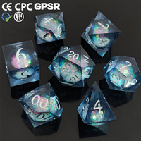 Ensemble de dés en résine translucide scintillante, faits à la main, à bords vifs, polyédriques, pour les jeux de rôle et de table Dungeons and Dragons