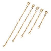 Chaîne d'extension à fermoir rond en acier inoxydable plaqué or 18 carats, disponible en différentes tailles, pour la fabrication de colliers DIY