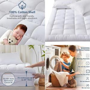 Protector de Colchón Acolchado Personalizado <span class=keywords><strong>para</strong></span> Todas las Estaciones, Lavable a Máquina, con Cubierta Superior Refrescante, <span class=keywords><strong>para</strong></span> Cama de 8-21 Pulgadas, 450 GSM, 72x84, Blanco - Product Image 3