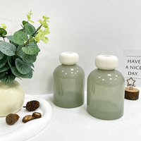 Flacon diffuseur de parfum en verre dépoli vert de luxe, vide, pour huiles essentielles, décoration d'intérieur, avec bouchon