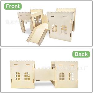 Jaula de madera para conejos, gran castillo para conejos, de doble nivel con escaleras, hábitat para conejos enanos y cerdos, escondite para hámsteres, hogar. - Product Image 1