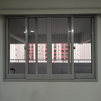 Système de fenêtres coulissantes à quatre panneaux en aluminium à rupture de pont thermique personnalisé, barreaux de sécurité, verre isolant pour projet d'appartement