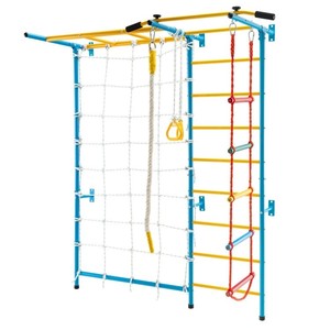 Set da Arrampicata per Bambini 7 in 1 da Parete per Interni, Attrezzatura da Gioco con Barre per Trazioni, Scala di Corda - Product Image 1