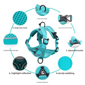 小型屋外ウォーキング用ポリエステル犬用リーシュベストソリッドパターン戦術XSサイズパッド入り反射猫用ハーネス - Product Image 4