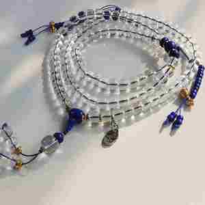 Chapelet en cristal blanc de qualité supérieure, lapis-lazuli, méditation bouddhiste, 108 perles de mala, équilibre émotionnel, bijoux en cristal - Product Image 1